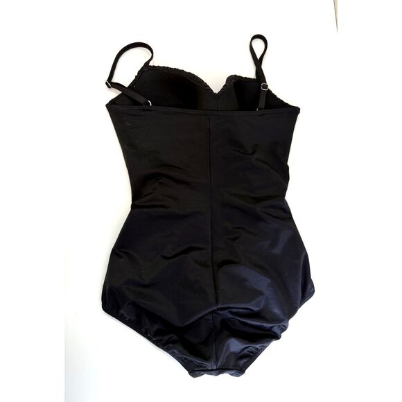 Miraclesuit Size 10 One Piece Swimsuit Solid Black Ruched Gathered Front Womens - Picture 4 of 10